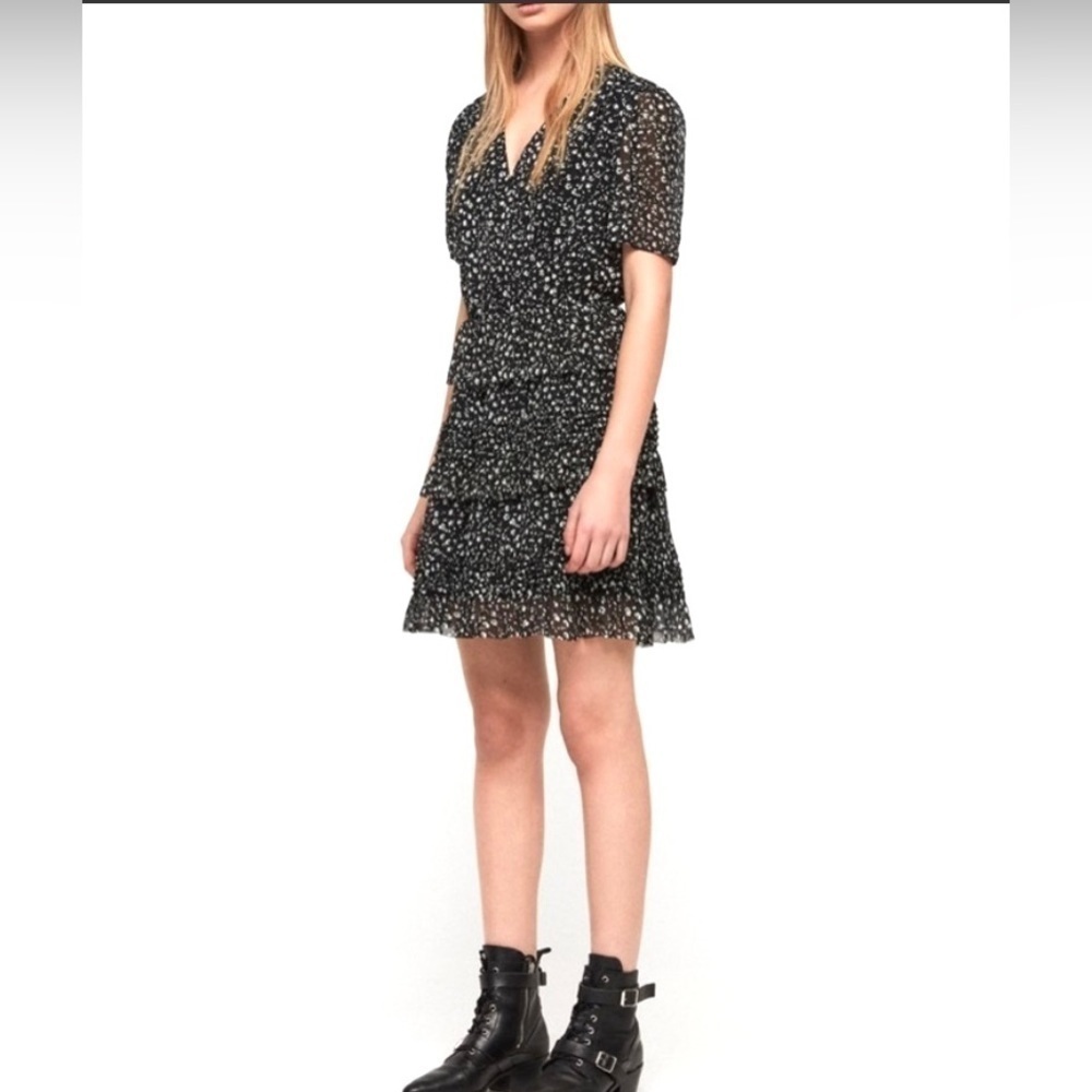ALL Saints Ilia Pippa Floral Ruffle Tiered Mini Dress